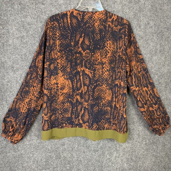 Cabi Faux Wrap Reptile Print Top Women L Pullover Tie At Neck - Picture 7 of 11
